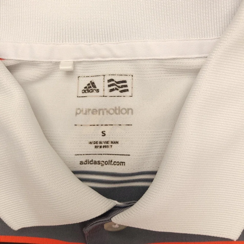 Adidas Puremotion Polo Shirt Mens S‎ White Stripe Ritz Carlton Golf Performance